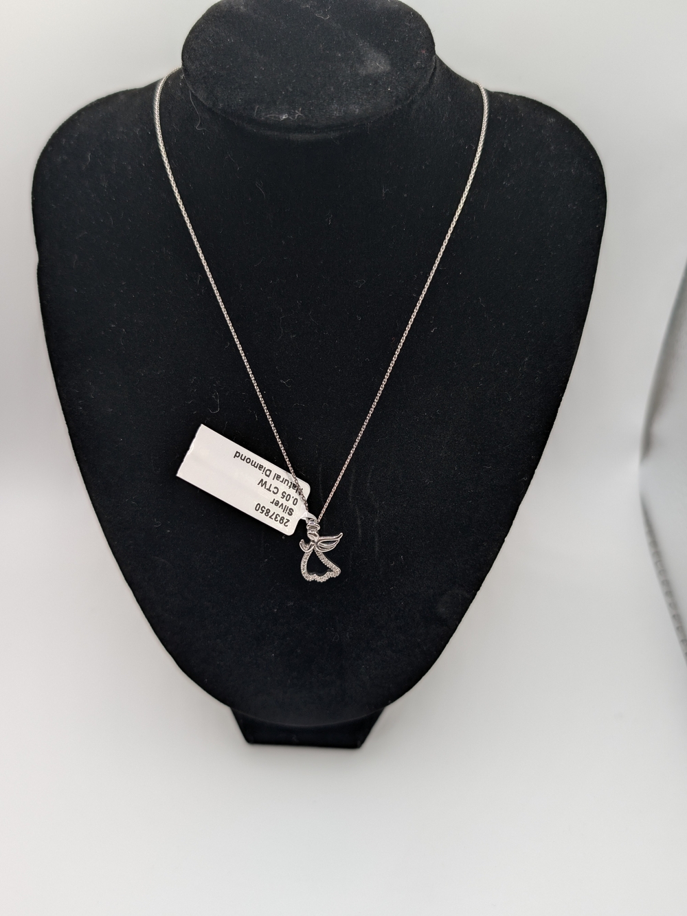 NWT 925 Sterling Silver 0.05 CTW Natural Diamond Angel Pendant Necklace